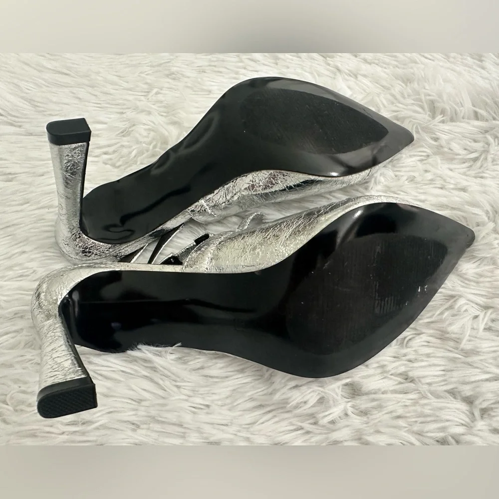 Steve Madden Grae‎ Silver Pointed Toe  Heels Slingback Shoes sz 9 - Picture 6 of 6